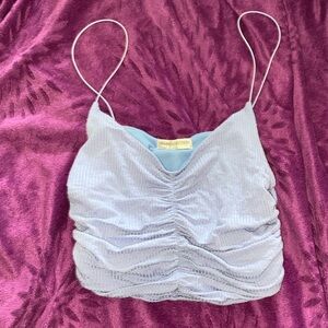 baby blue urban outfitters ruched crop top
